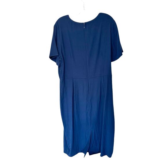 Universal Standard Navy Blue Work Office Faux Wrap Short Sleeve Dress Size 14-16 - Picture 8 of 12
